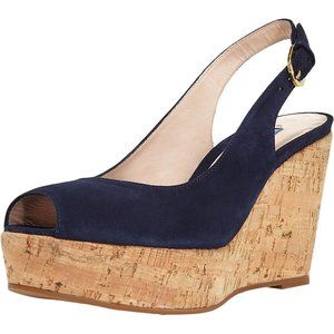 STUART WEITZMAN Jean Blue Suede Espadrille Sandals